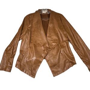 Anthropologie Skies are Blue Faux‎ Suede Brown Western flare open Jacket, L